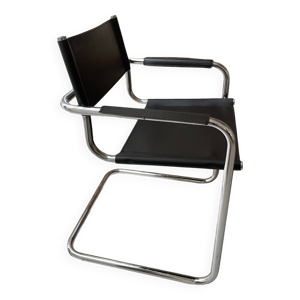 Fauteuil chromé et cuir