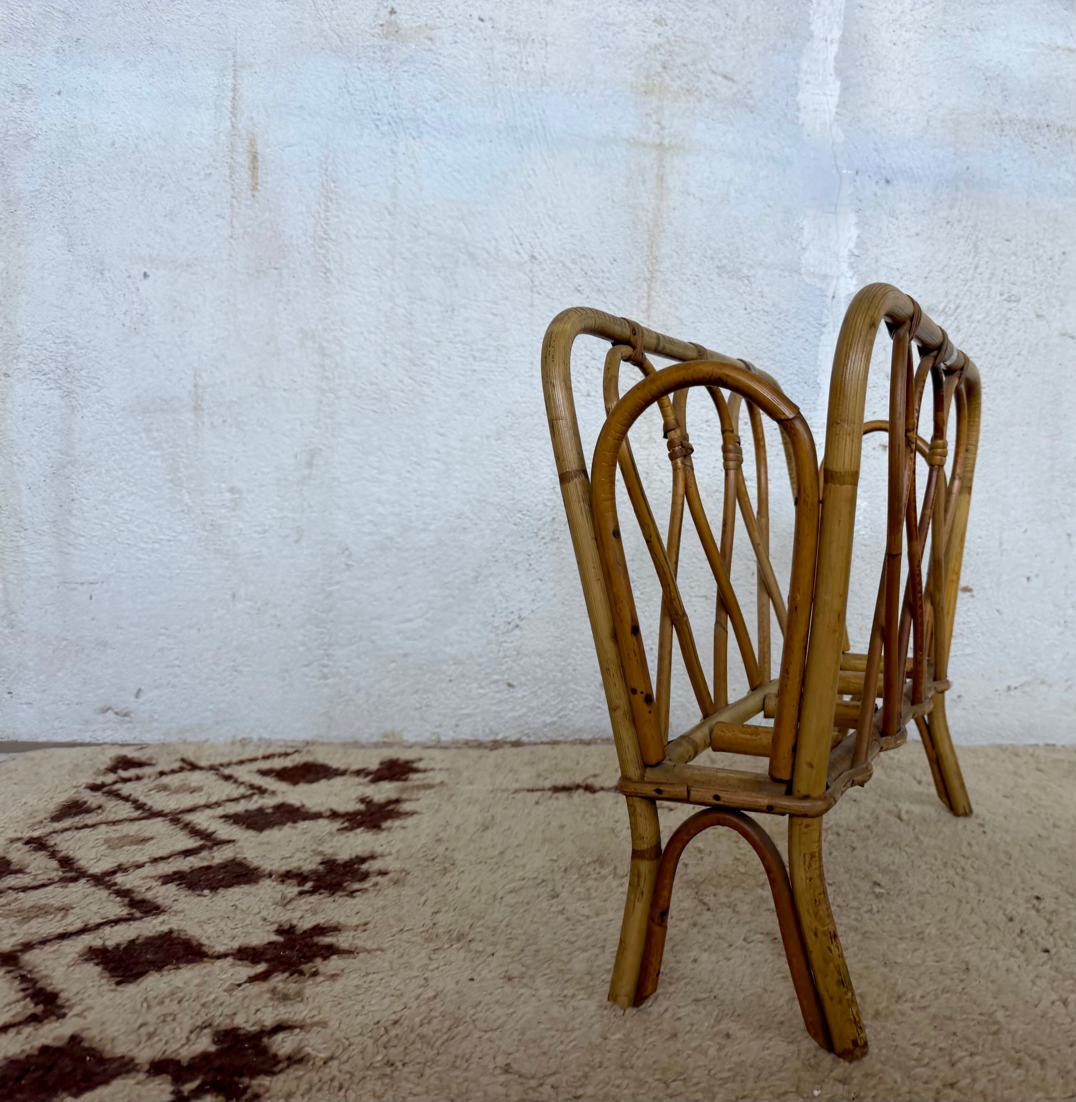 Rattan magazine rack