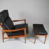 Fauteuil et repose-pieds par Ib Kofod-Larsen pour OPE, Suède