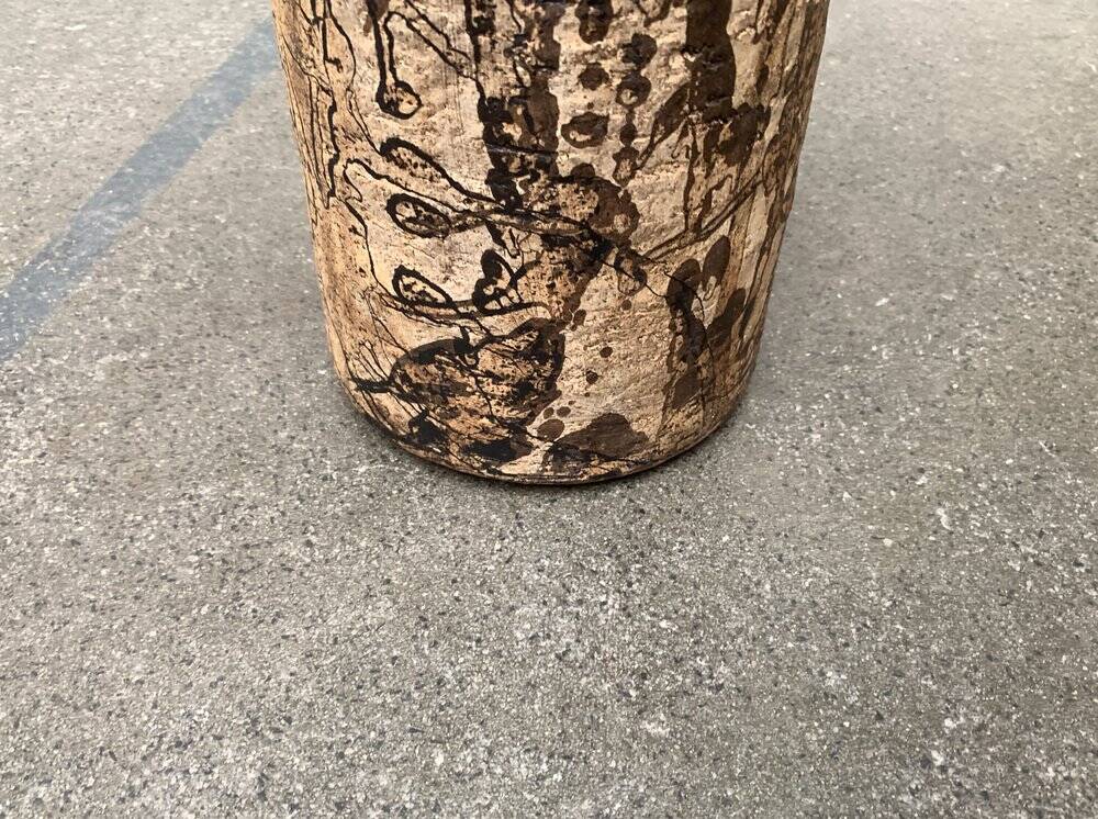 Brutalist Mid-Century Vase in German Ceramic by Gerhard Liebenthron, 1977