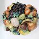 Coupe fruits et légumes en trompe l'oeil en céramique fin 19e