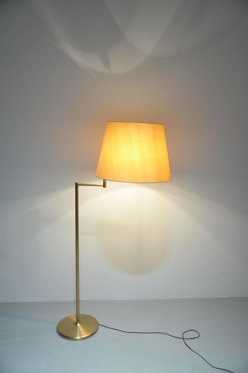 Vintage brass floor lamp with swivel arm, 1970s
