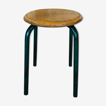 Tabouret bois et métal vintage circa 1960