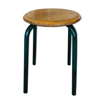 Tabouret bois et métal vintage circa 1960