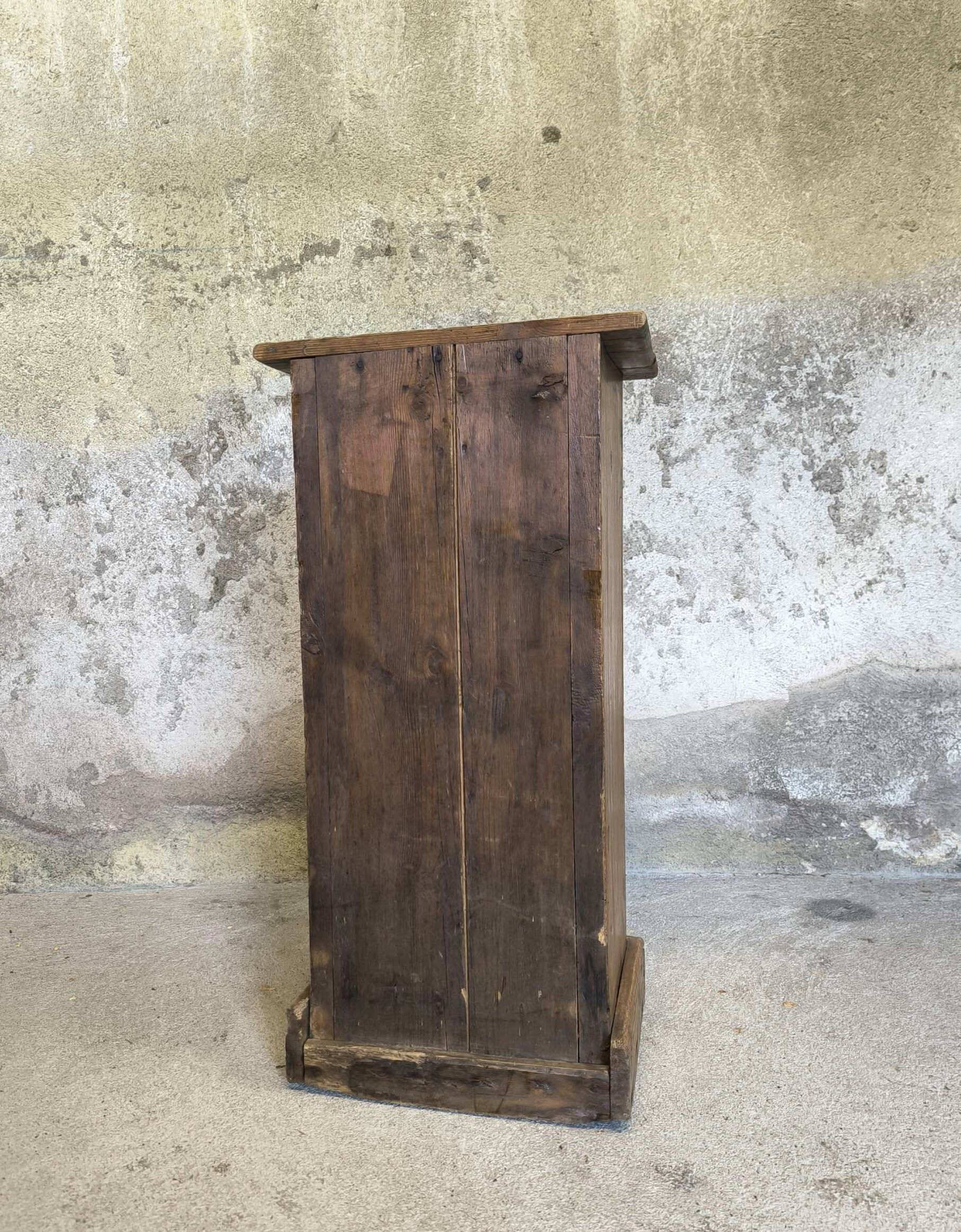 Vintage high bedside table in solid wood