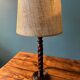 Pair of table lamps in turned wood, manual work