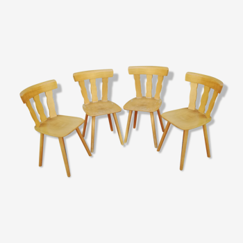 Set de 4 chaises vintage bistrot bois clair