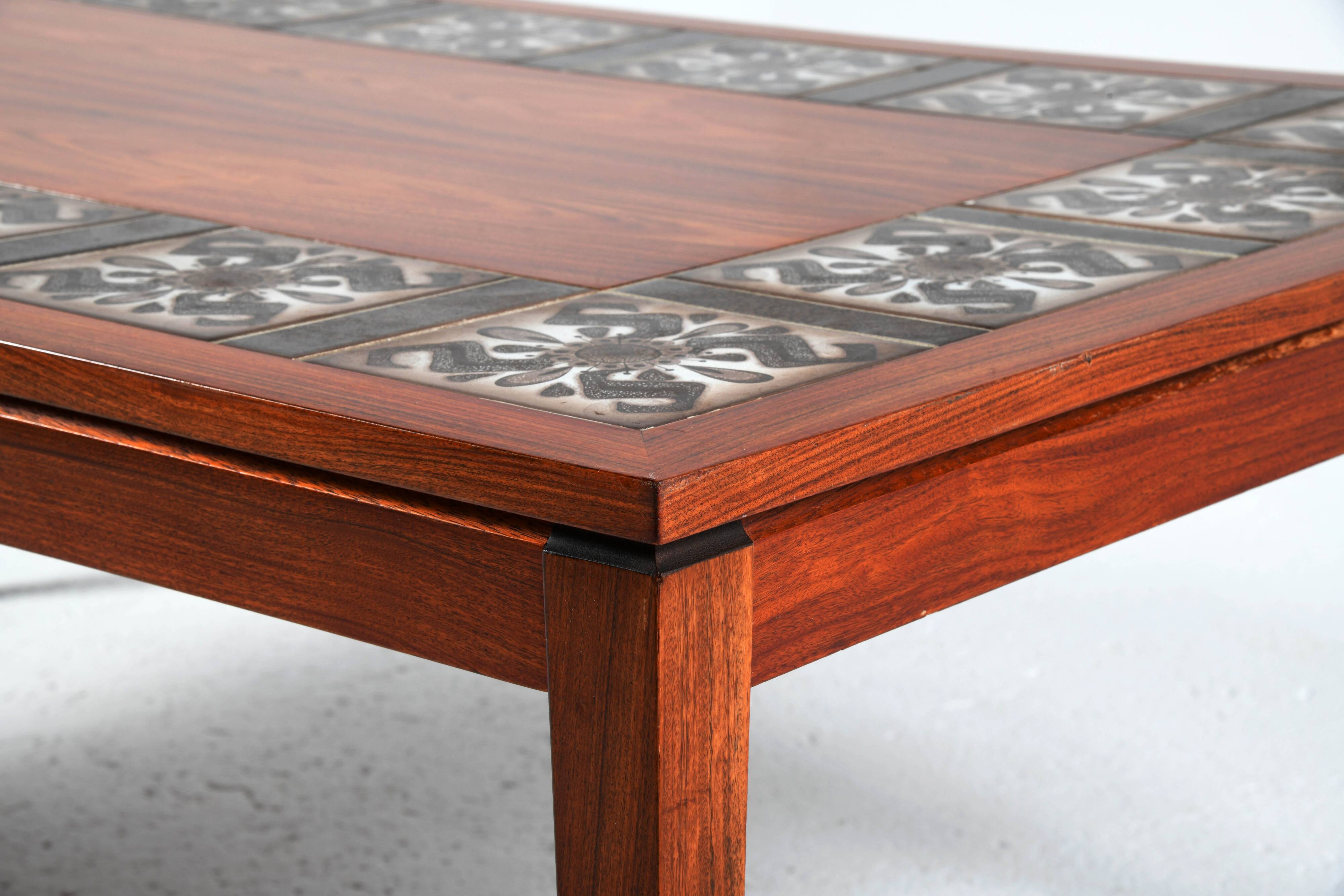 Scandinavian rosewood and ceramic coffee table