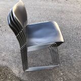 Set of 6 designer metal chairs from the 20th century David Rowland