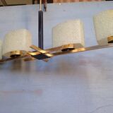 Arlus chandelier gold metal granite glass ep 1950