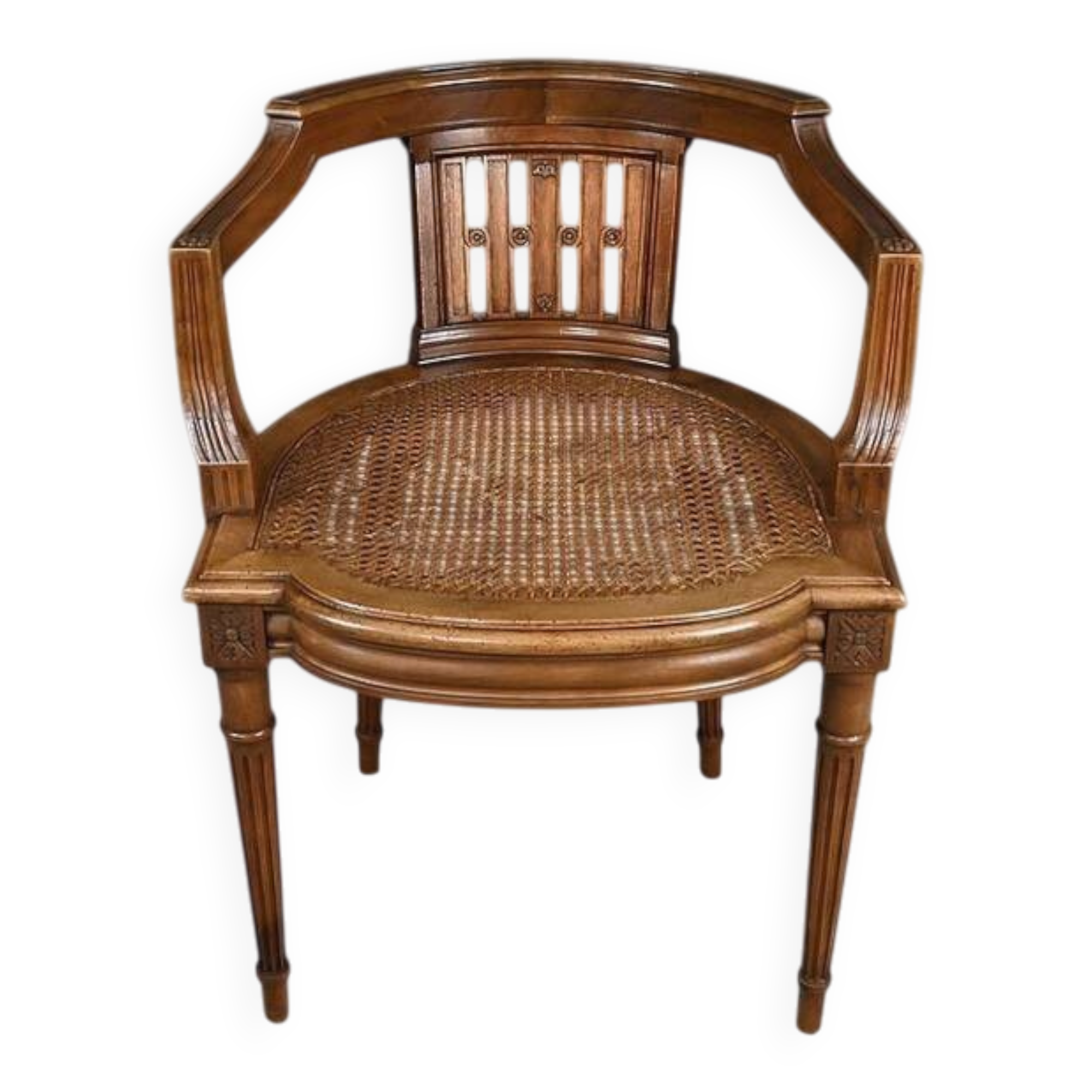 Petit Fauteuil de Bureau en Noyer, style Louis XVI – Fin XIXe