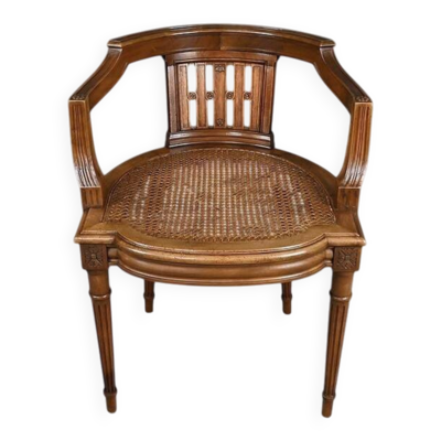 Petit Fauteuil de Bureau en Noyer, style Louis XVI – Fin XIXe