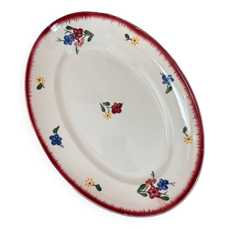 plat Ovale Digoin Sarreguemines , Modèle Fleurettes