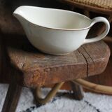 Ecru earthenware gravy boat with gilt trim by Villeroy & Boch
