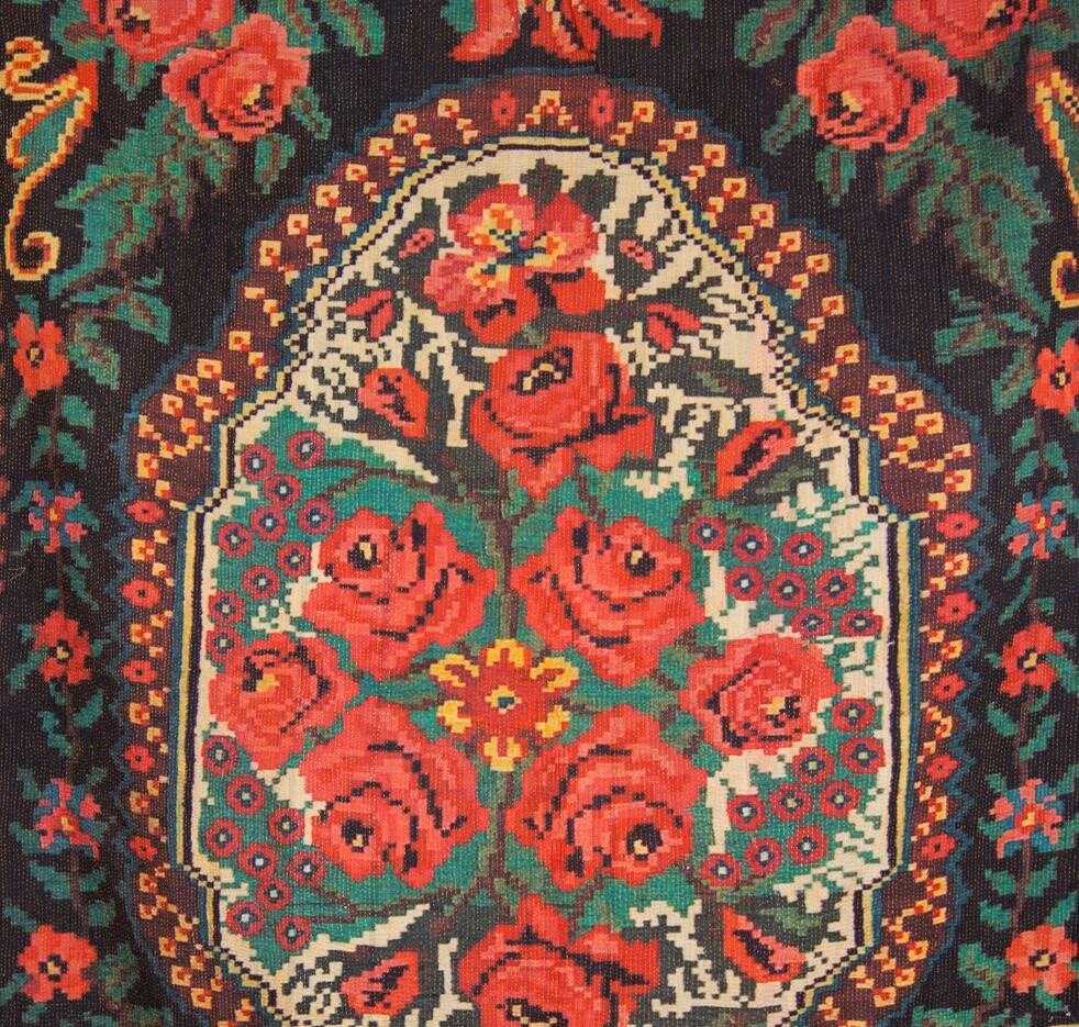 Vintage Indian khanta textile with Moldavian pattern 215 x 140 cm