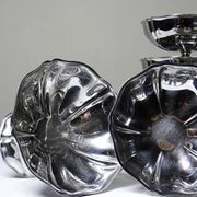 6 vintage-style bistro-style stainless steel dessert bowls on feet