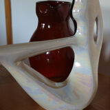 Large Verceram lamp in pearled and irired ceramic