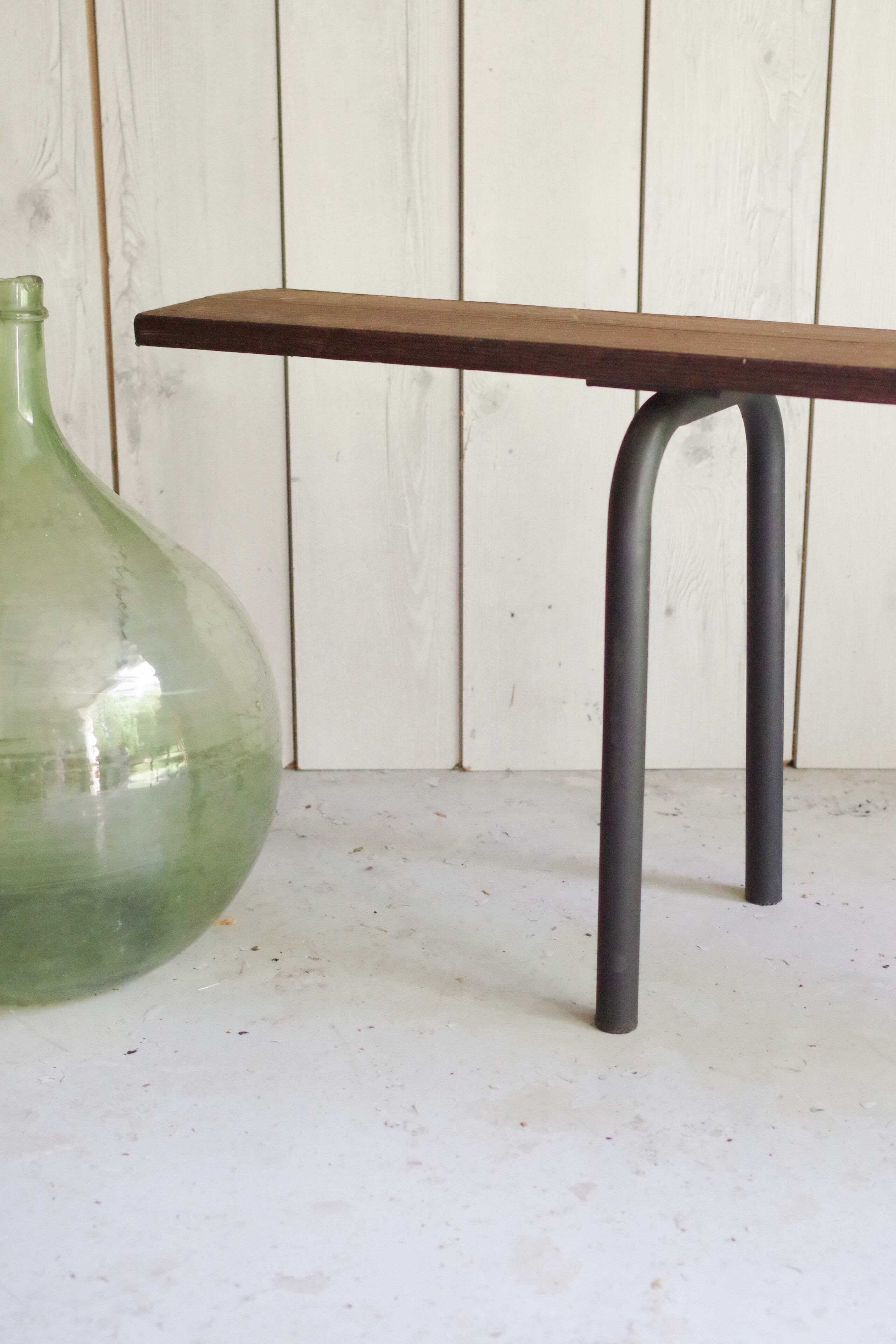 Old wooden and metal bench