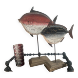 Vintage garnet glass geometric vase