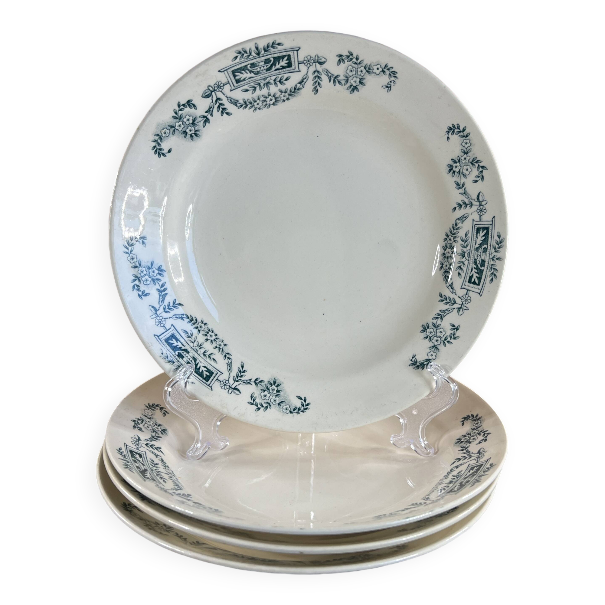 4 Longchamps iron earth soup plates