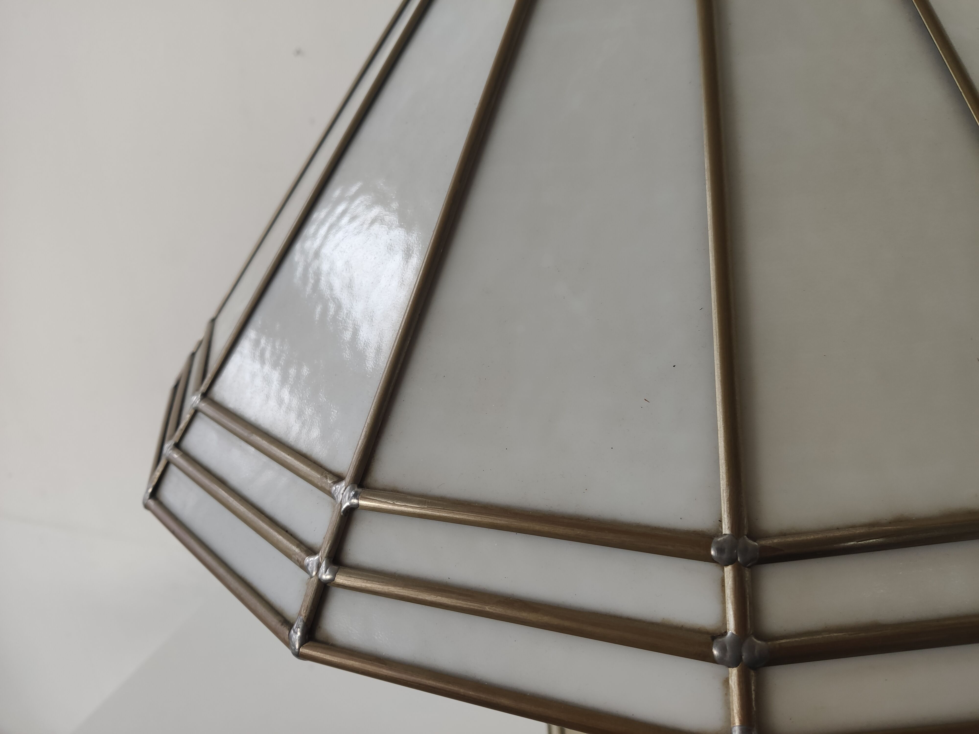 Vintage glass and metal lamp, 70s