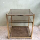 End table in metal gold chrome to three trays of smoked glass years 70/80
