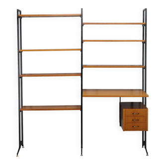 1970s Italian Teak Shelves Unit With Desk