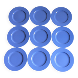 Ensemble de 9 assiettes plates par Geneviève Lethu