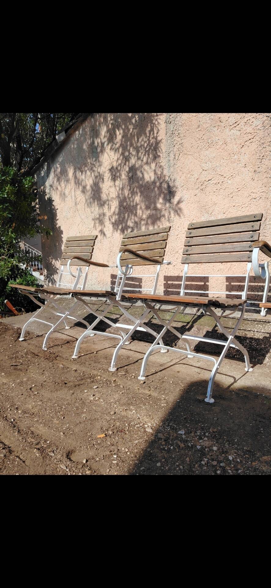 Salon de Jardin fer forgé teck bistrot vintage