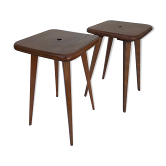 Pair of oak stools, circa 1950