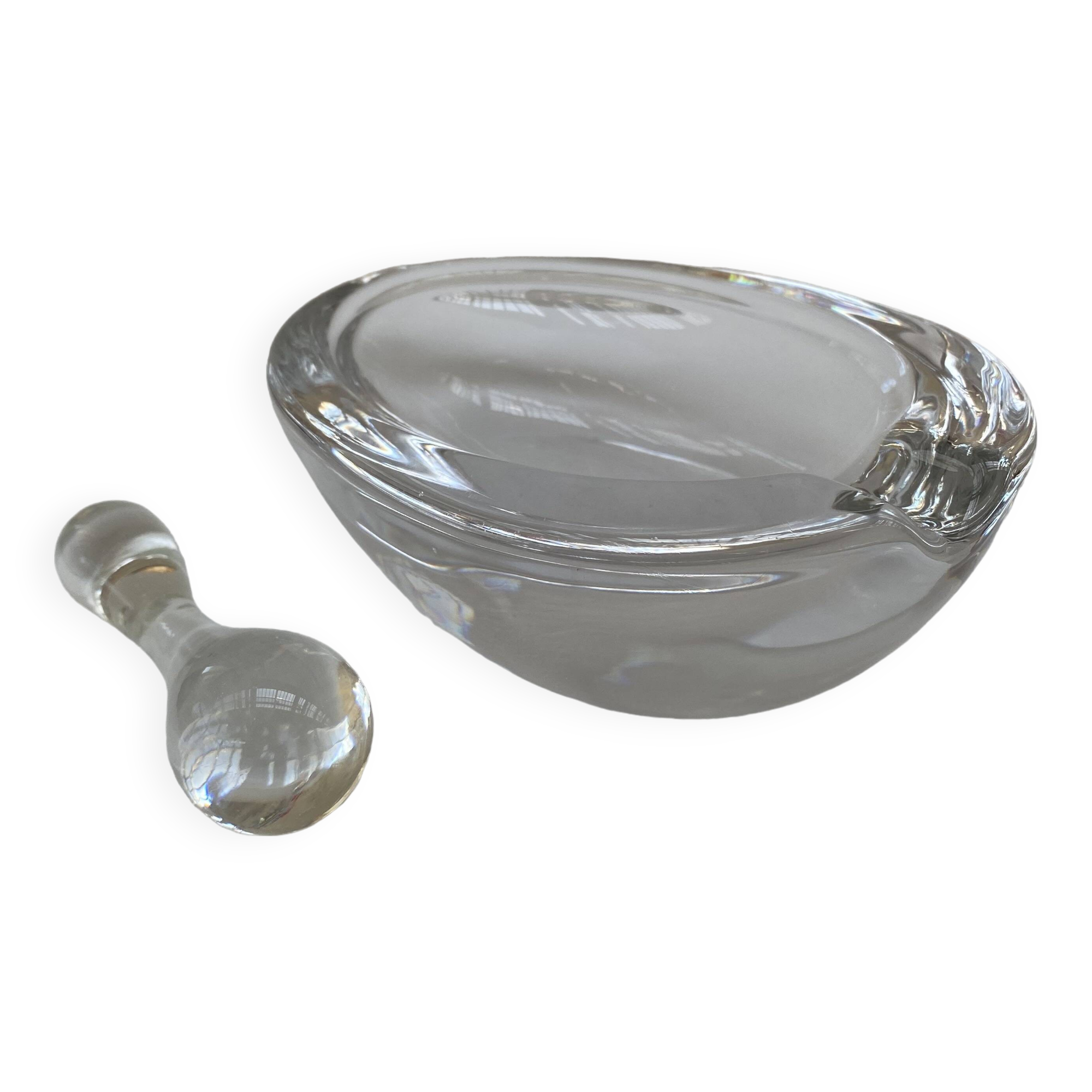 Large glass crystal ashtray by Art Vannes France