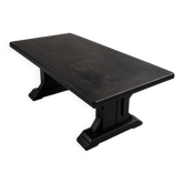 Table en bois patinée noire avec deux rallonges – 180 à 260 cm