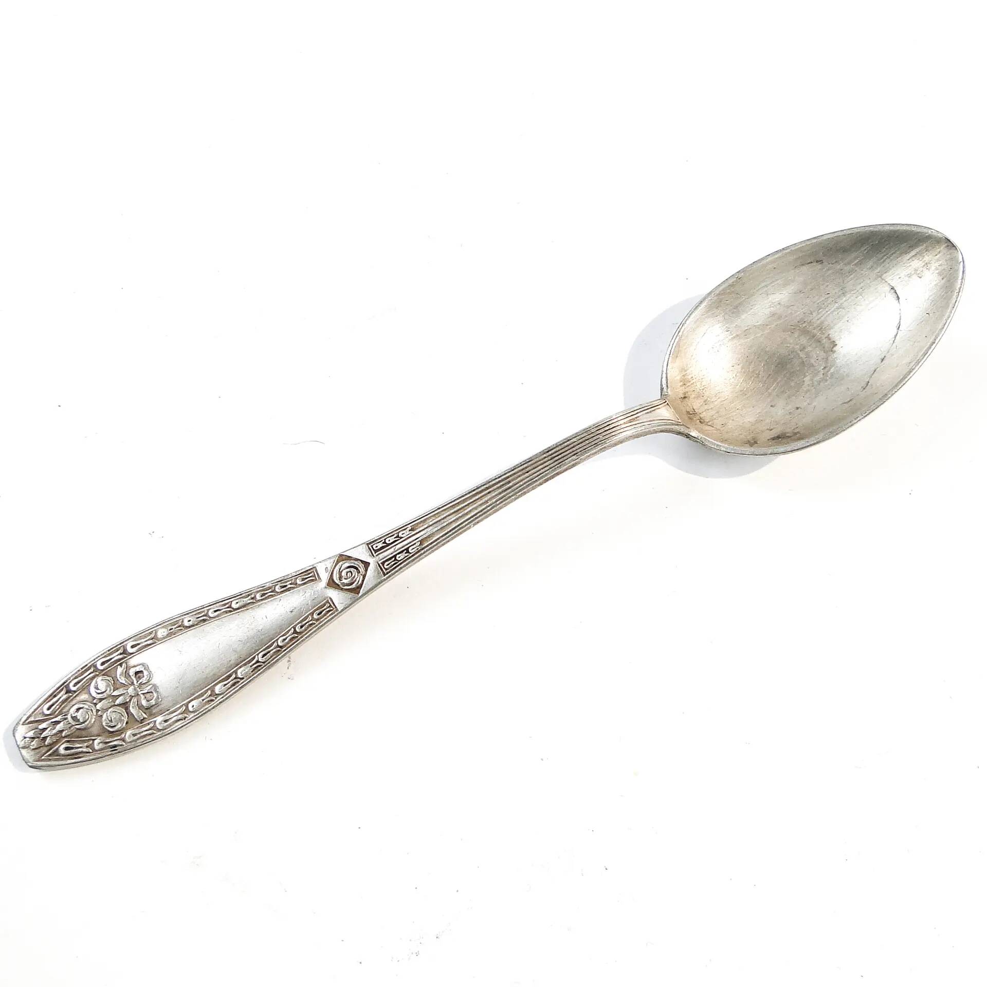 Cuillère à sucre Art Déco, en laiton plaqué argent, frères Henneberg, Pologne, années 1930