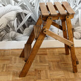 Folding wooden stepladder