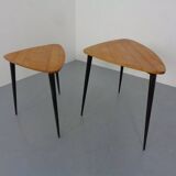 Mid-Century Triangular Birch Side Tables, 1960s, Set of 2
