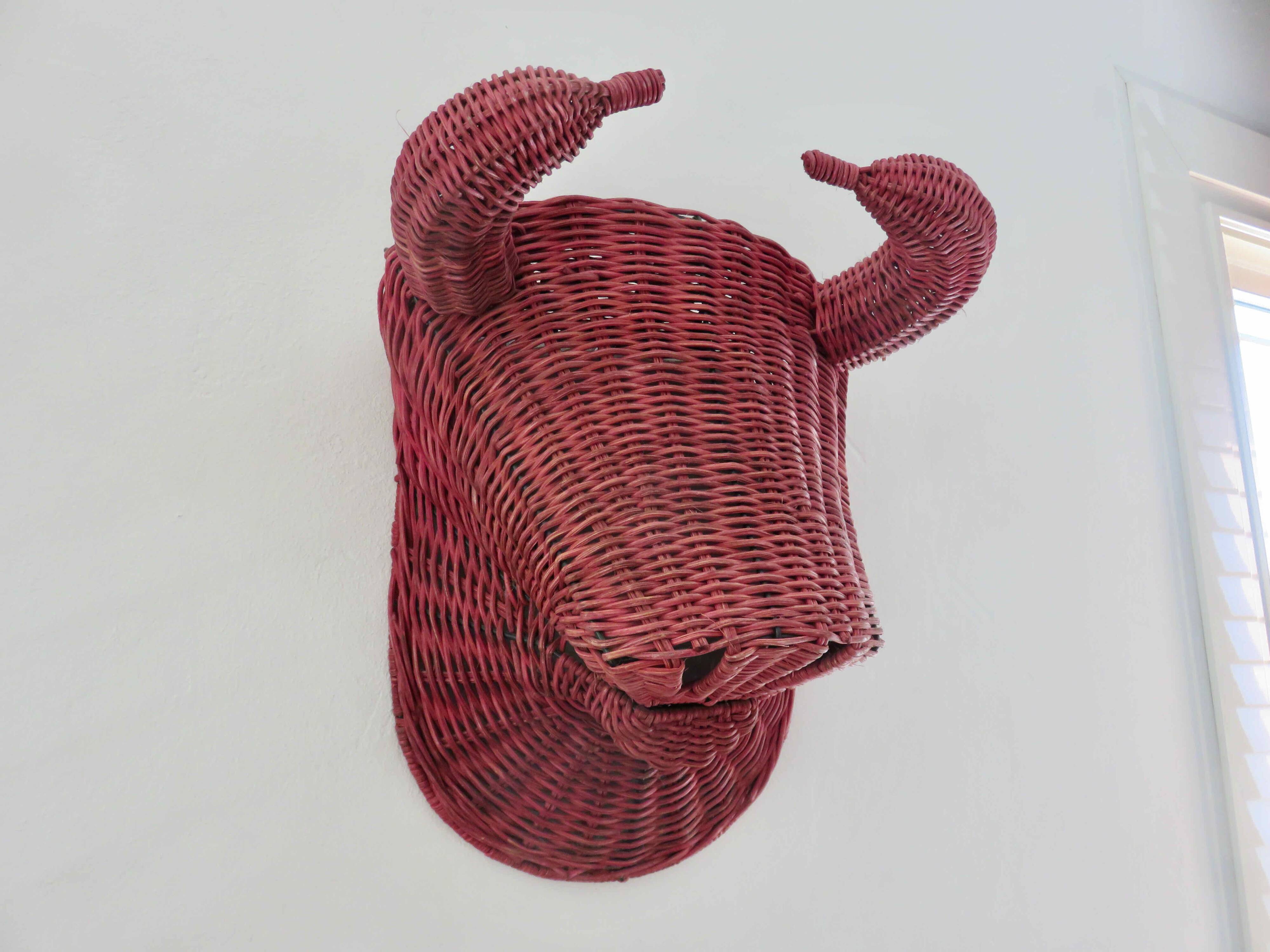 Bull head, minotaur in rattan 60s 70s