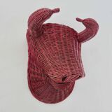 Bull head, minotaur in rattan 60s 70s