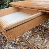 Vintage rattan magazine rack table