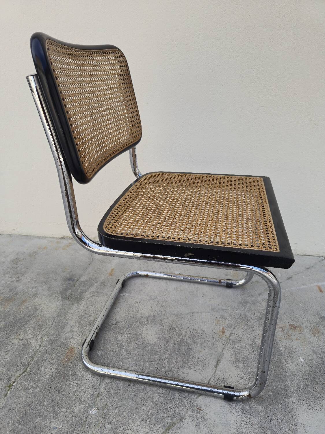 Marcel Breuer B32 chair in black cane signed Made in Italy