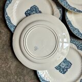 6 Gien flat plates in blue and ecru iron earth