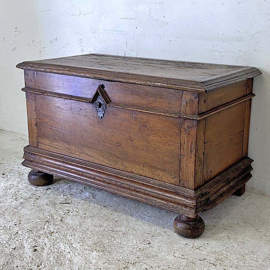 17th century chest in molded oak