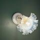 Vintage tulip glass wall light in transparent, slightly pearlescent white.