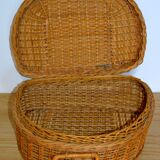 Half-moon rattan & wicker suitcase
