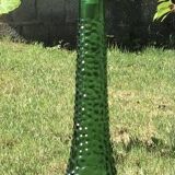 Large green Genie Empoli bubble glass bottle, Italy 1960s