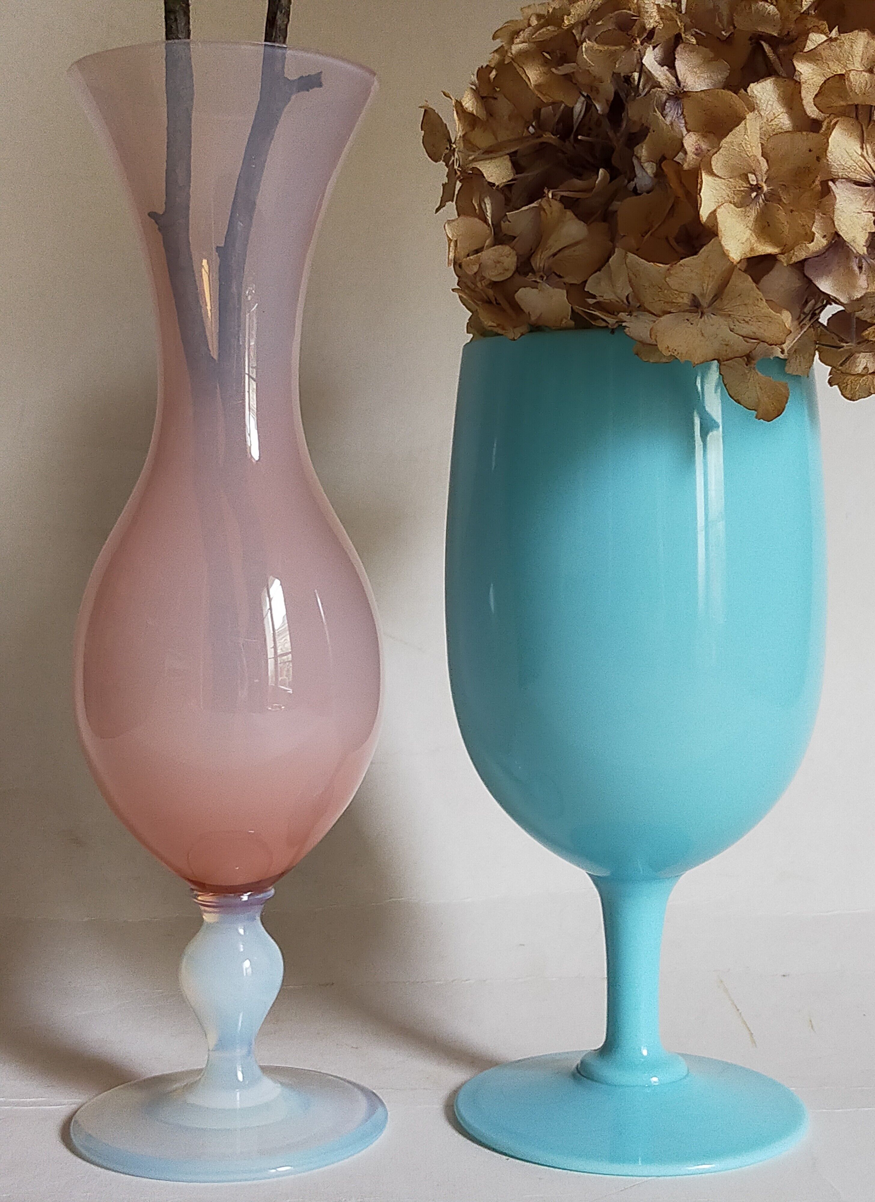 Vintage blue opaline walking vase