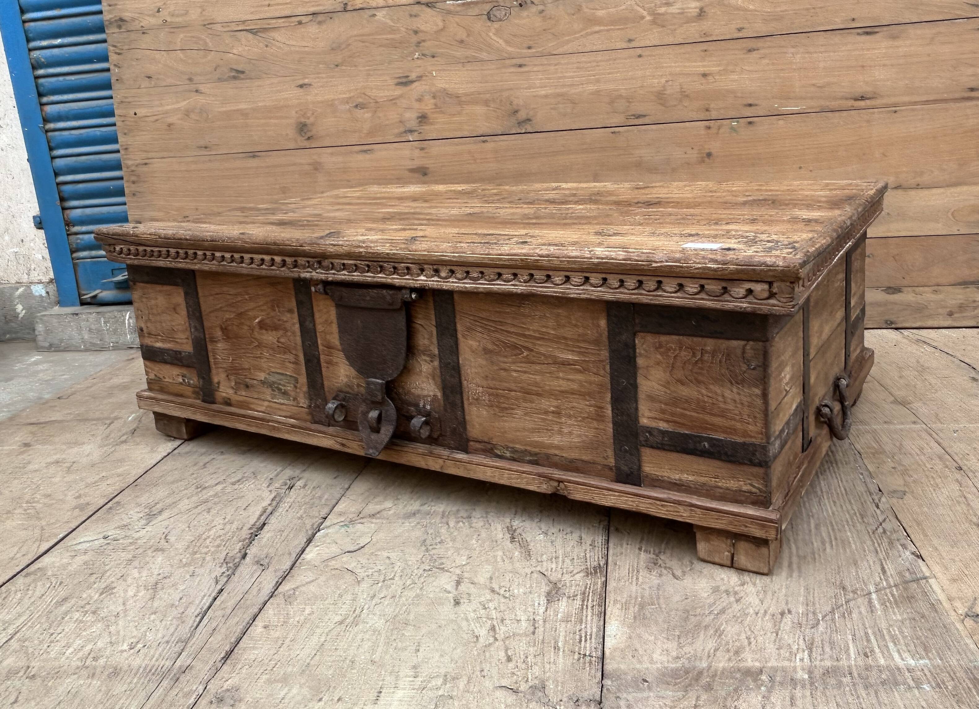 bench - teak chest from Burma with original fittings