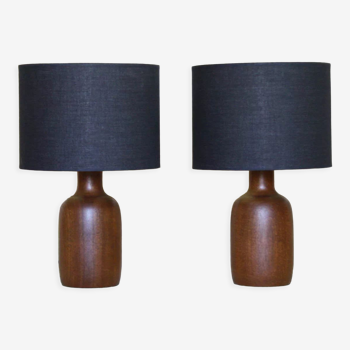 Pair of exotic wood lamps