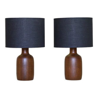 Pair of exotic wood lamps