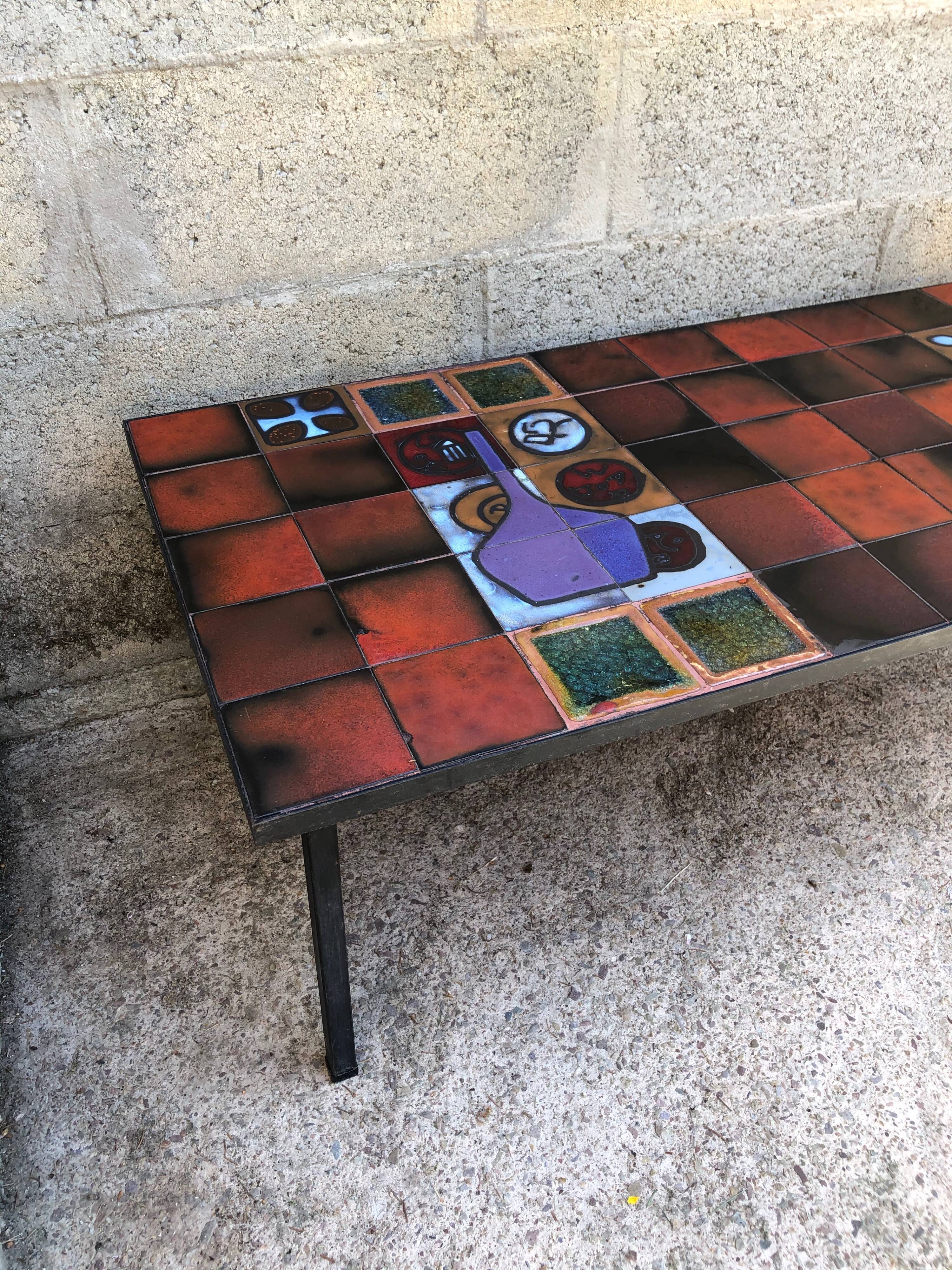 Vintage ceramic and metal coffee table