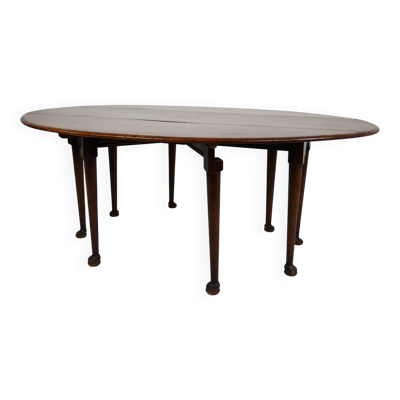 Table à manger anglaise ancienne à abattants – Victorienne – 8 pieds – forme ovale – 8 places